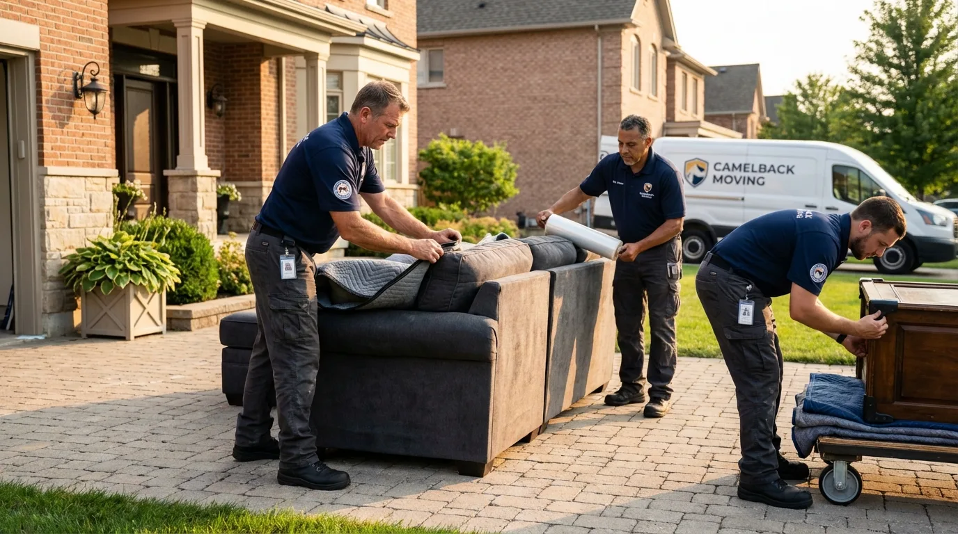 Large estate moving crew wrapping furniture in Boulder City, NV